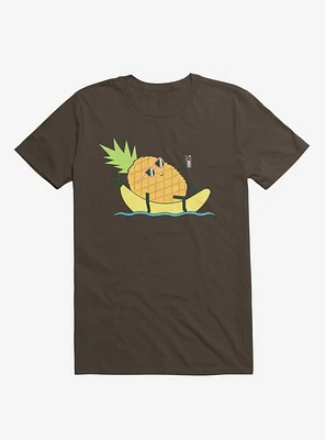 Summer Pineapple Chilling Brown T-Shirt
