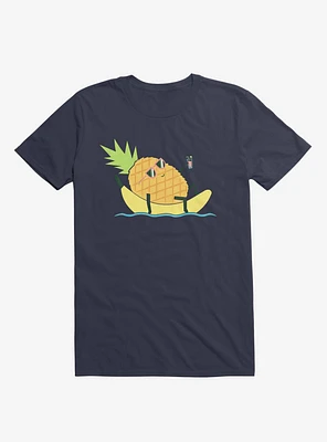 Summer Pineapple Chilling Navy Blue T-Shirt