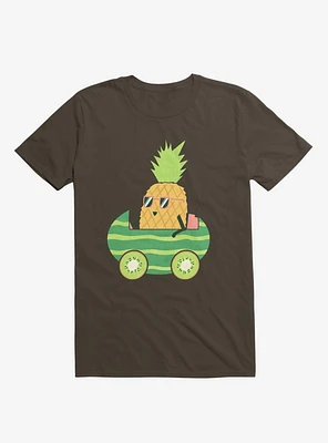 Summer Pineapple Driving Brown T-Shirt