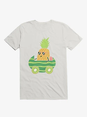 Summer Pineapple Driving White T-Shirt