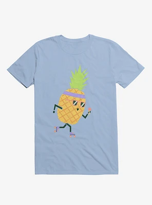Summer Pineapple Roller Skating Light Blue T-Shirt