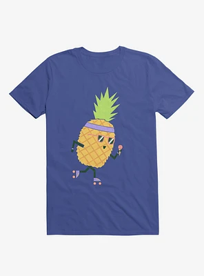 Summer Pineapple Roller Skating Royal Blue T-Shirt