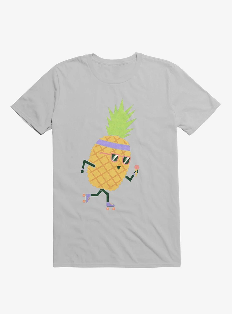 Summer Pineapple Roller Skating Ice Grey T-Shirt