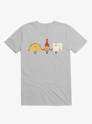 Taco, Hot Sauce, Toilet Paper Friends Ice Grey T-Shirt