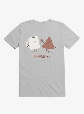 Teamwork Coffee And Poop Ice Grey T-Shirt