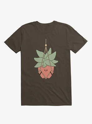 Hang There House Plant Brown T-Shirt