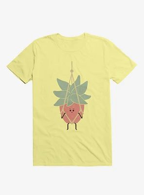 Hang There House Plant Corn Silk Yellow T-Shirt
