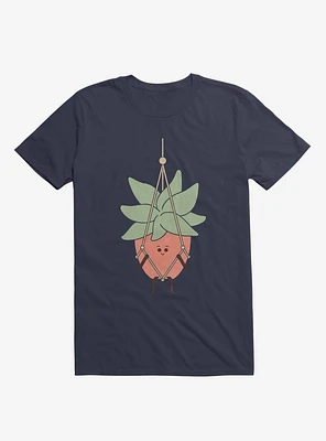 Hang There House Plant Navy Blue T-Shirt