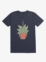 Hang There House Plant Navy Blue T-Shirt