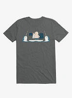 Penguin With Narwhals Laundry Day Charcoal Grey T-Shirt