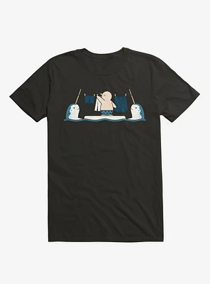 Penguin With Narwhals Laundry Day T-Shirt