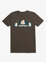 Penguin With Narwhals Laundry Day Brown T-Shirt