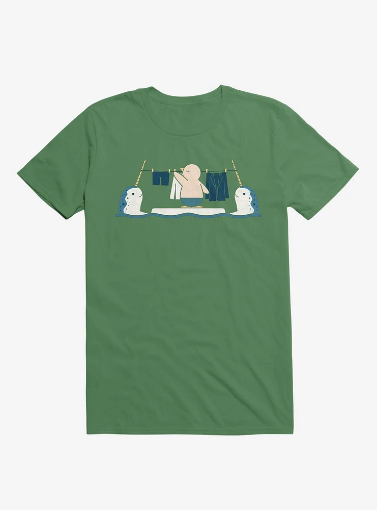 Penguin With Narwhals Laundry Day Irish Green T-Shirt