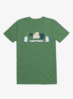 Penguin With Narwhals Laundry Day Irish Green T-Shirt