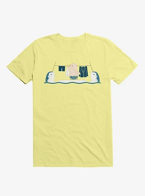 Penguin With Narwhals Laundry Day Corn Silk Yellow T-Shirt