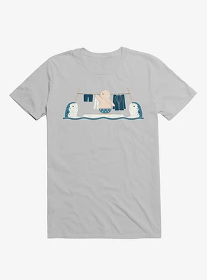 Penguin With Narwhals Laundry Day Ice Grey T-Shirt