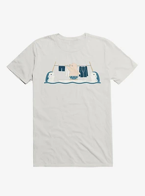 Penguin With Narwhals Laundry Day White T-Shirt