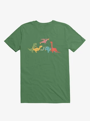Dinos Eating Pizza Irish Green T-Shirt
