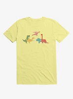 Dinos Eating Pizza Corn Silk Yellow T-Shirt