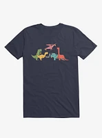 Dinos Eating Pizza Navy Blue T-Shirt