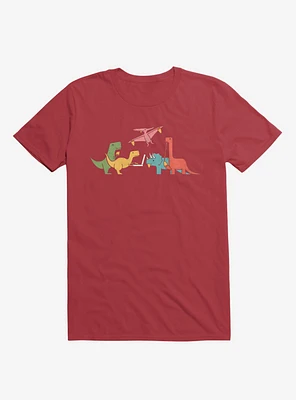 Dinos Eating Pizza Red T-Shirt