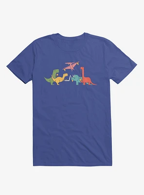 Dinos Eating Pizza Royal Blue T-Shirt