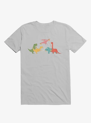 Dinos Eating Pizza Ice Grey T-Shirt