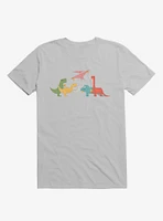Dinos Eating Pizza Ice Grey T-Shirt