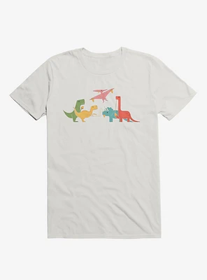 Dinos Eating Pizza White T-Shirt