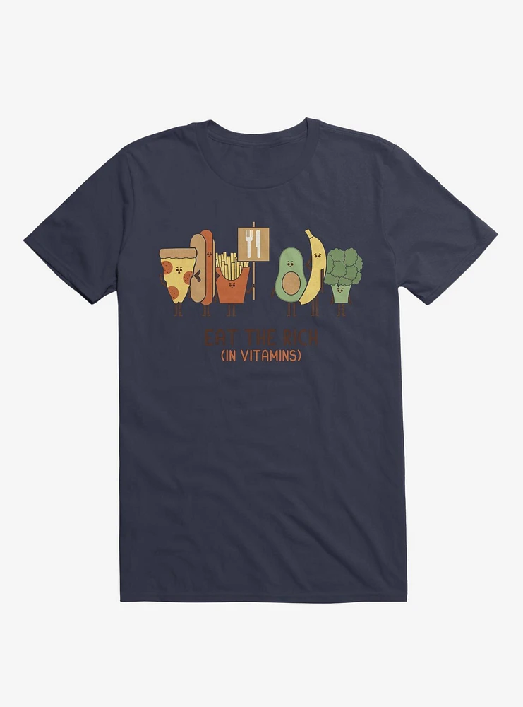Eat The Rich (In Vitamins) Food Navy Blue T-Shirt