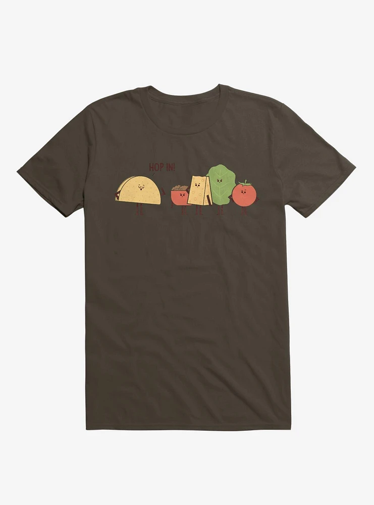 Taco Hop In! Fixings Brown T-Shirt