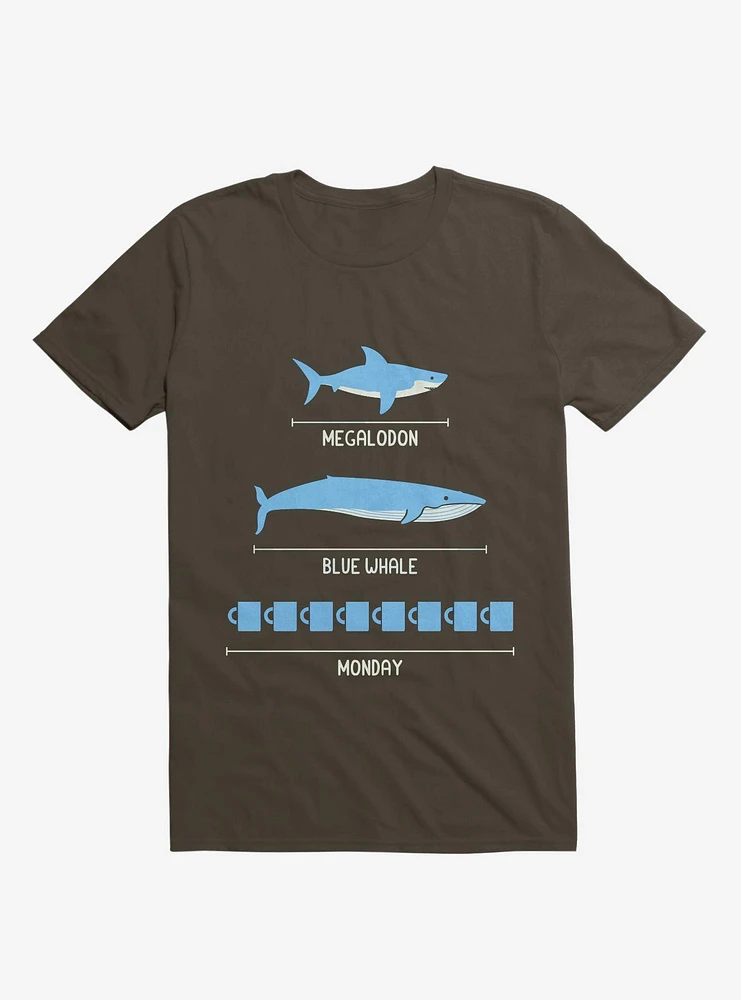 The Longest Things Megalodon, Blue Whale, Monday Brown T-Shirt