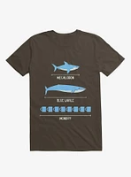 The Longest Things Megalodon, Blue Whale, Monday Brown T-Shirt