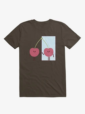 Love Yourself Cherry Looking Mirror Brown T-Shirt