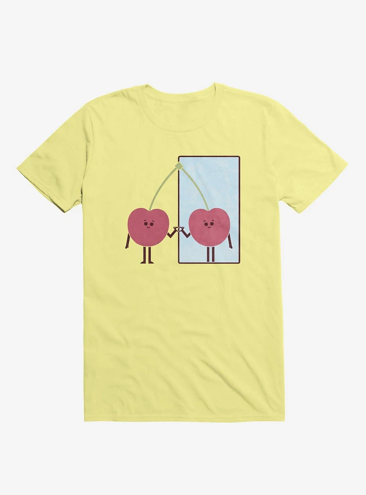 Love Yourself Cherry Looking Mirror Corn Silk Yellow T-Shirt