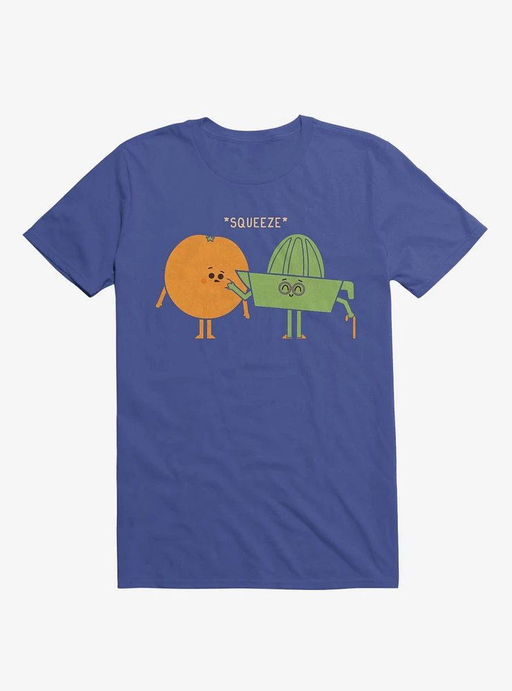 Squeeze Juicer Squeezing Orange Royal Blue T-Shirt