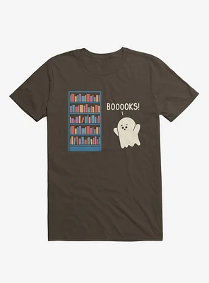 Booooks! Ghost Book Library Lover Brown T-Shirt