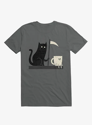 Impending Doom Cat Vs. Cup Charcoal Grey T-Shirt