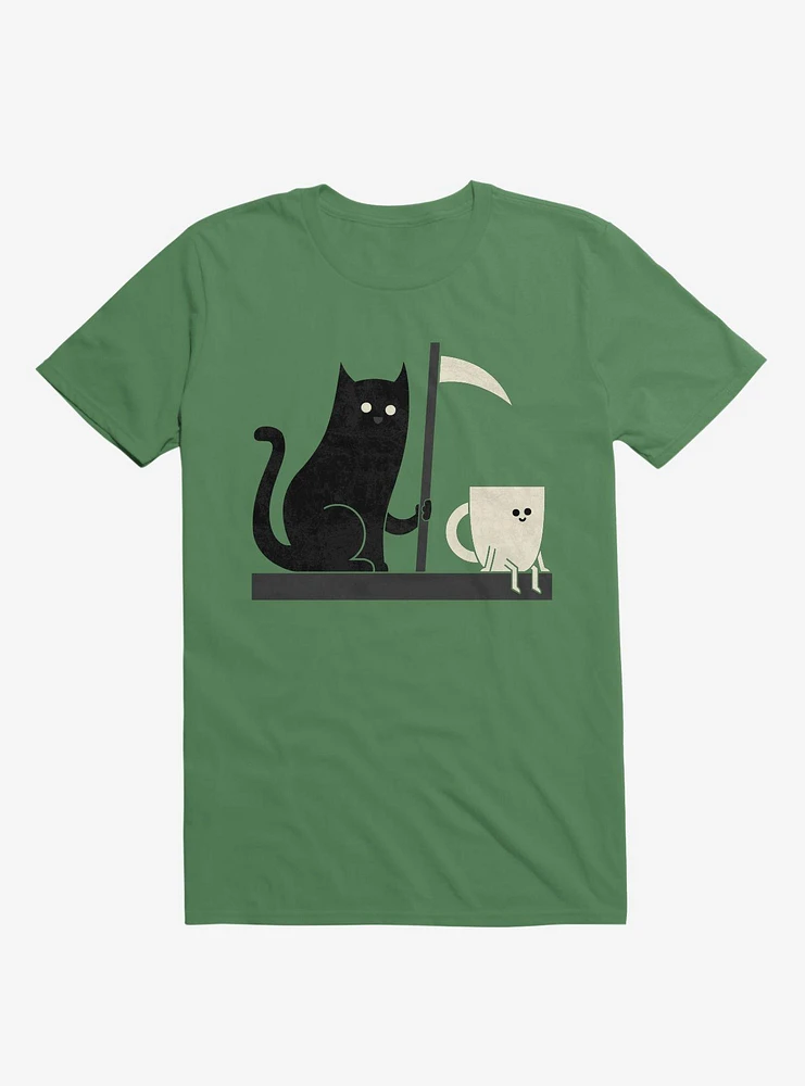 Impending Doom Cat Vs. Cup Irish Green T-Shirt