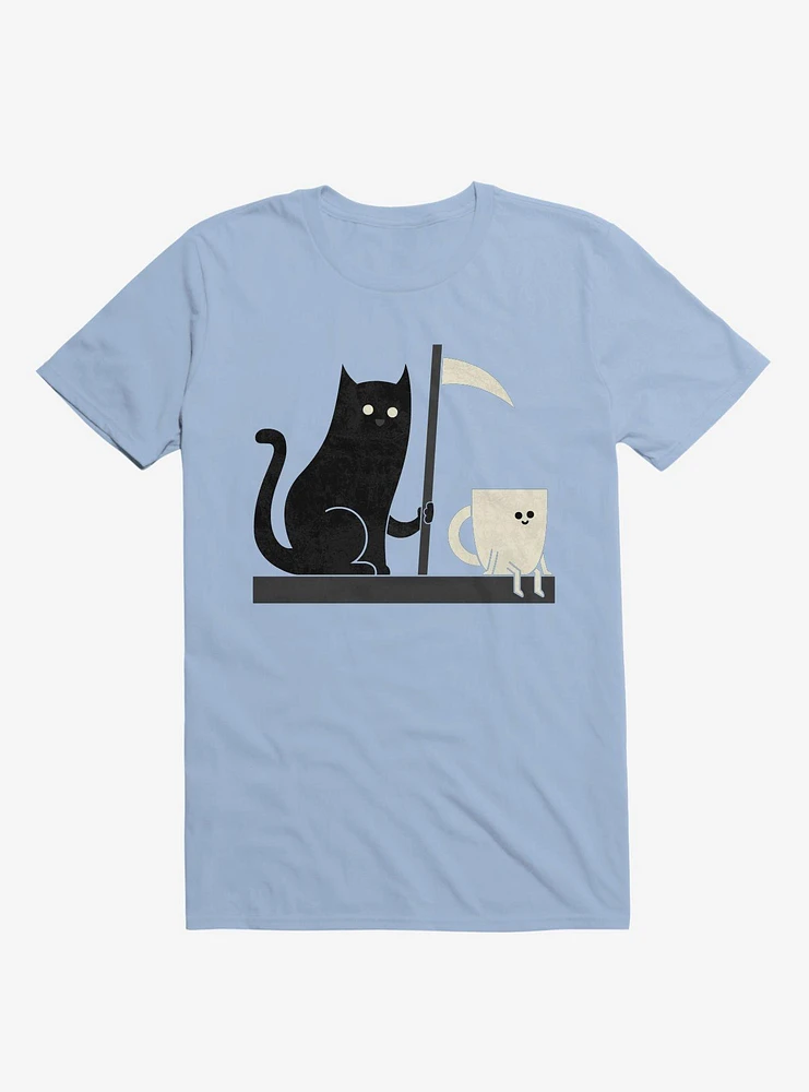 Impending Doom Cat Vs. Cup Light Blue T-Shirt