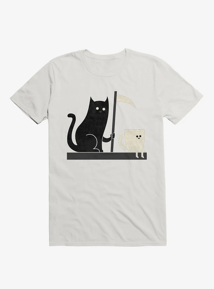 Impending Doom Cat Vs. Cup White T-Shirt