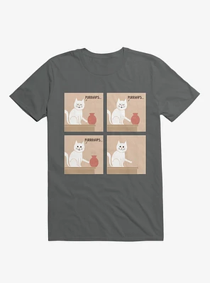 Purrhaps... Mischievous Cat Charcoal Grey T-Shirt