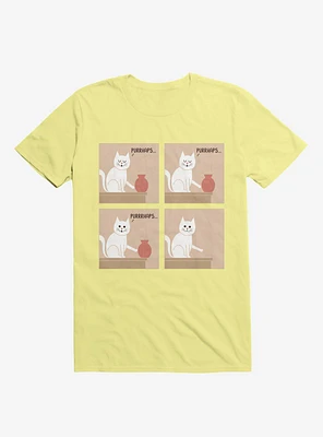 Purrhaps... Mischievous Cat Corn Silk Yellow T-Shirt