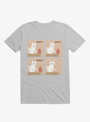 Purrhaps... Mischievous Cat Ice Grey T-Shirt