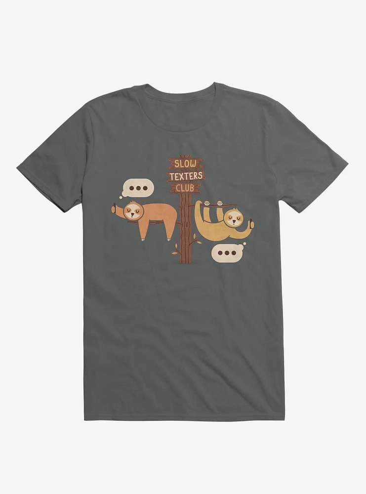 Sloths Slow Texters Club Charcoal Grey T-Shirt