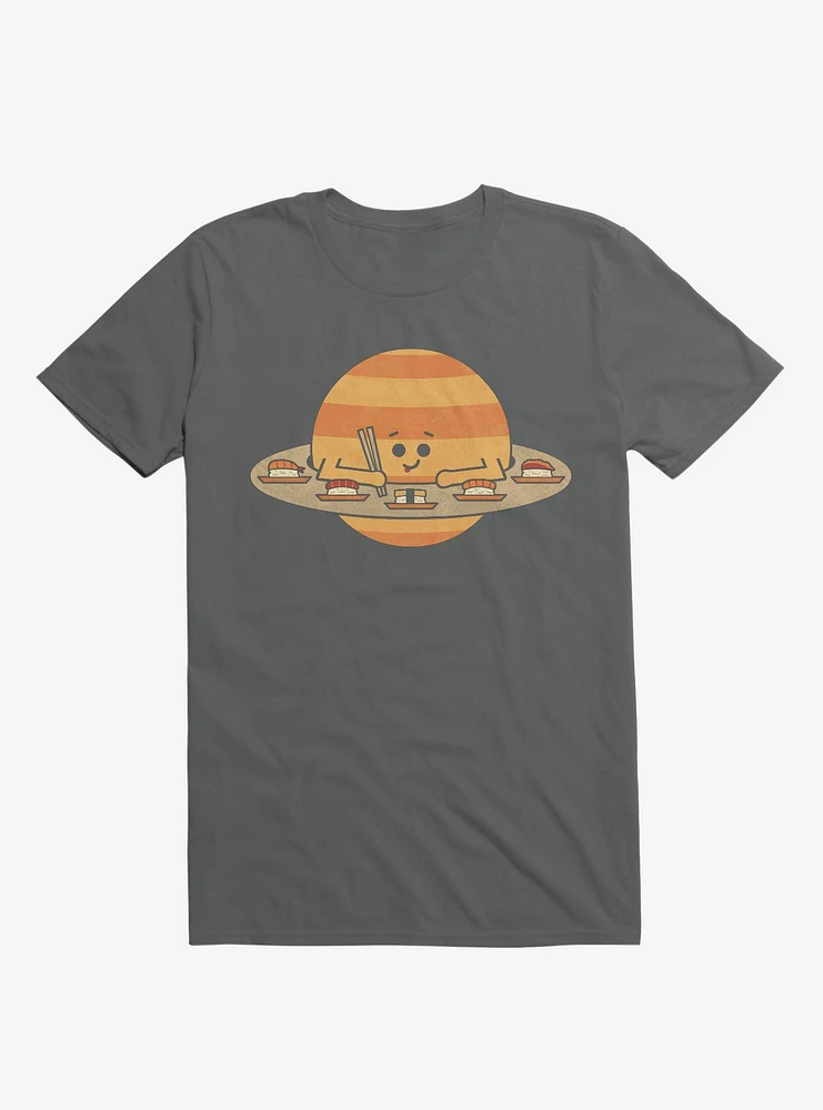 Saturn Eating Sushi Charcoal Grey T-Shirt