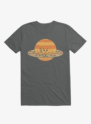 Saturn Eating Sushi Charcoal Grey T-Shirt