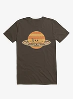 Saturn Eating Sushi Brown T-Shirt