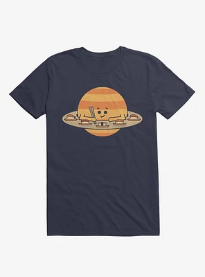 Saturn Eating Sushi Navy Blue T-Shirt