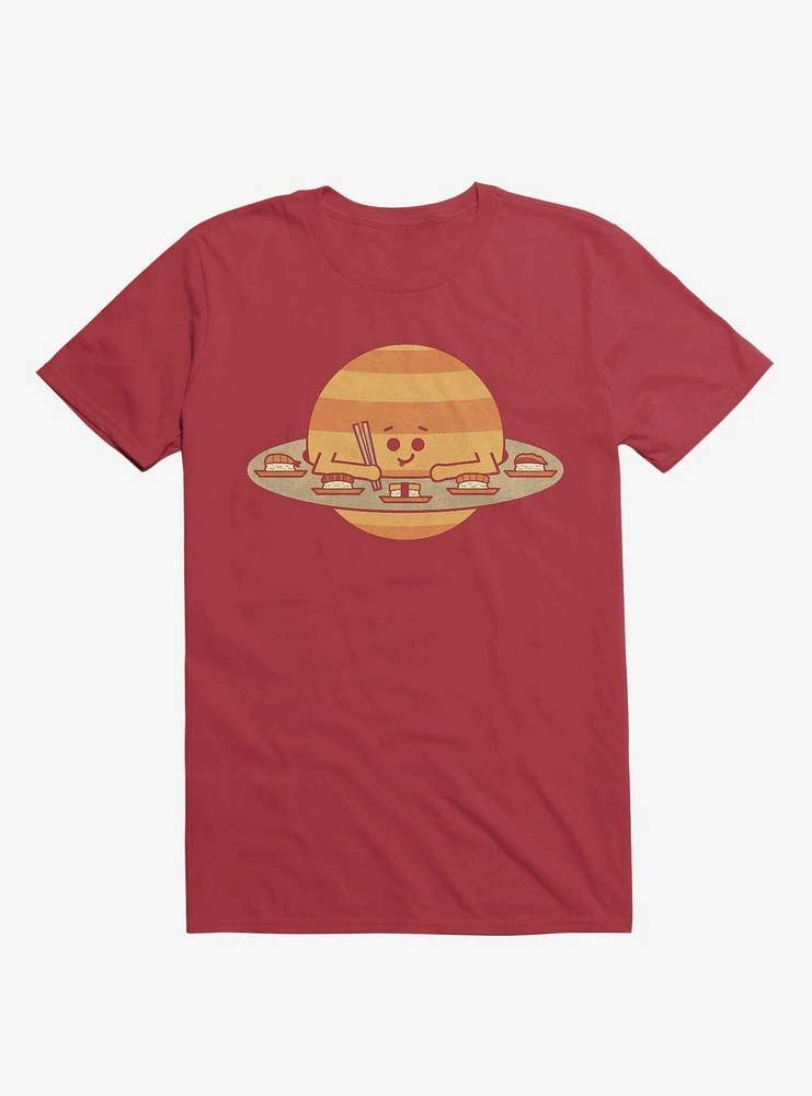 Saturn Eating Sushi Red T-Shirt